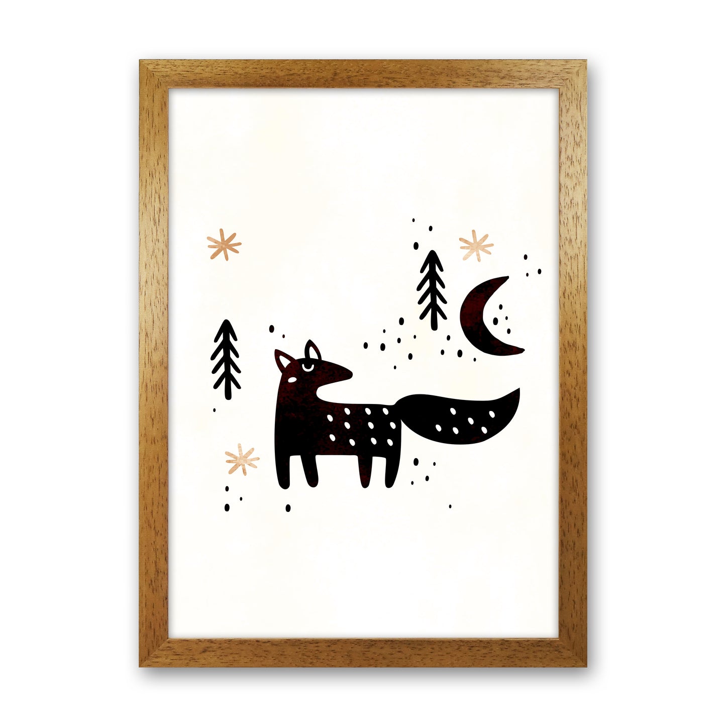 Little Winter Fox Nursery Childrens Art Print by Kubistika Oak Grain