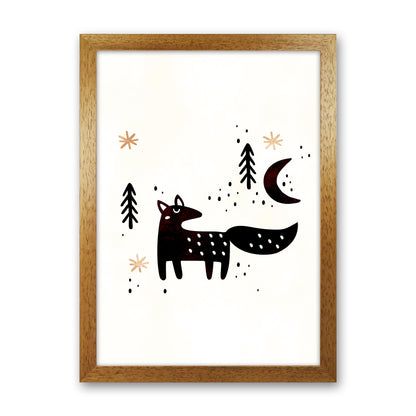 Little Winter Fox Nursery Childrens Art Print by Kubistika Oak Grain