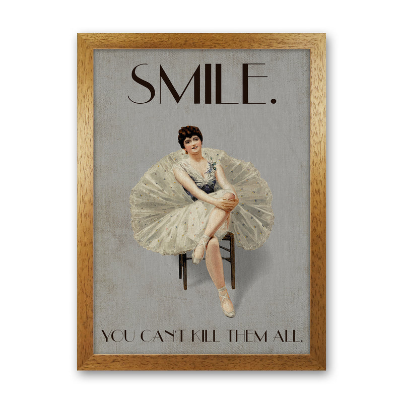 Keep Smiling Vintage Art Print by Kubistika Oak Grain