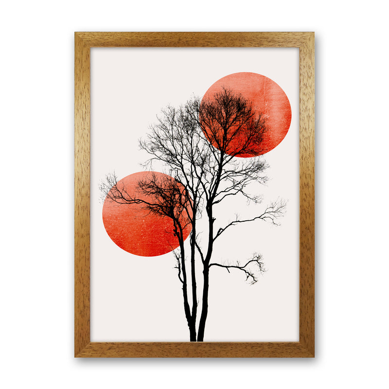 Sun and Moon hiding-ROUGE Contemporary Art Print by Kubistika Oak Grain