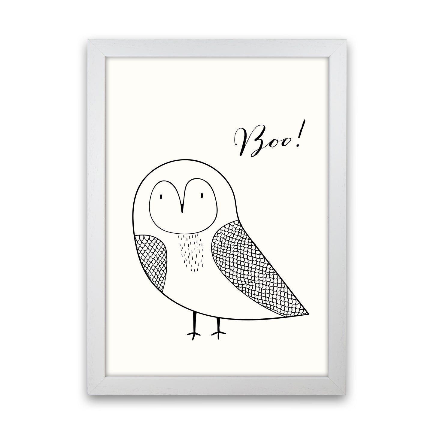 Boo Nursery Animal Art Print by Kubistika White Grain