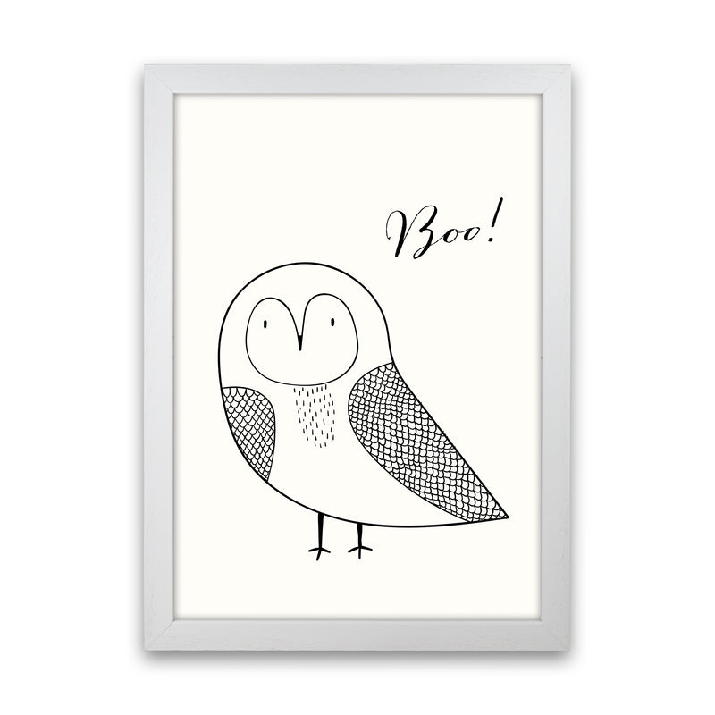 Boo Nursery Animal Art Print by Kubistika White Grain