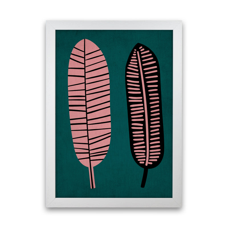 Two Leafs Contemporary Art Print by Kubistika White Grain
