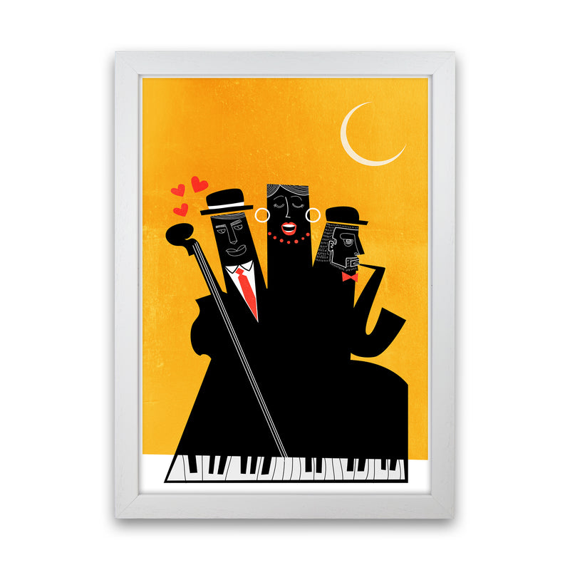 Casablanca Jazz-YELLOW Modern Music Art Print by Kubistika White Grain