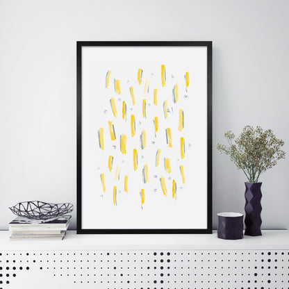 Laura Irwin Brush Strokes Mustard A1 Black with White Mount