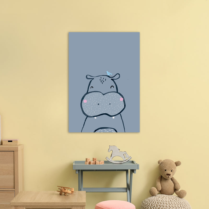 Inky Hippo Animal Art Print by Laura Irwin A1 Black Frame