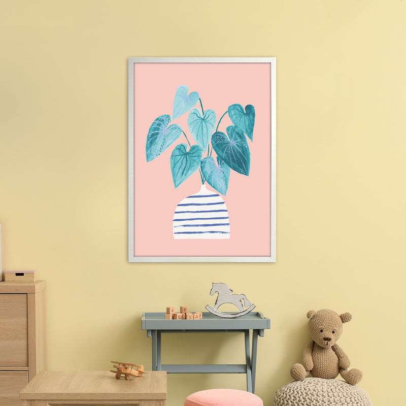 Minimal Houseplant Art Print by Laura Irwin A1 Oak Frame