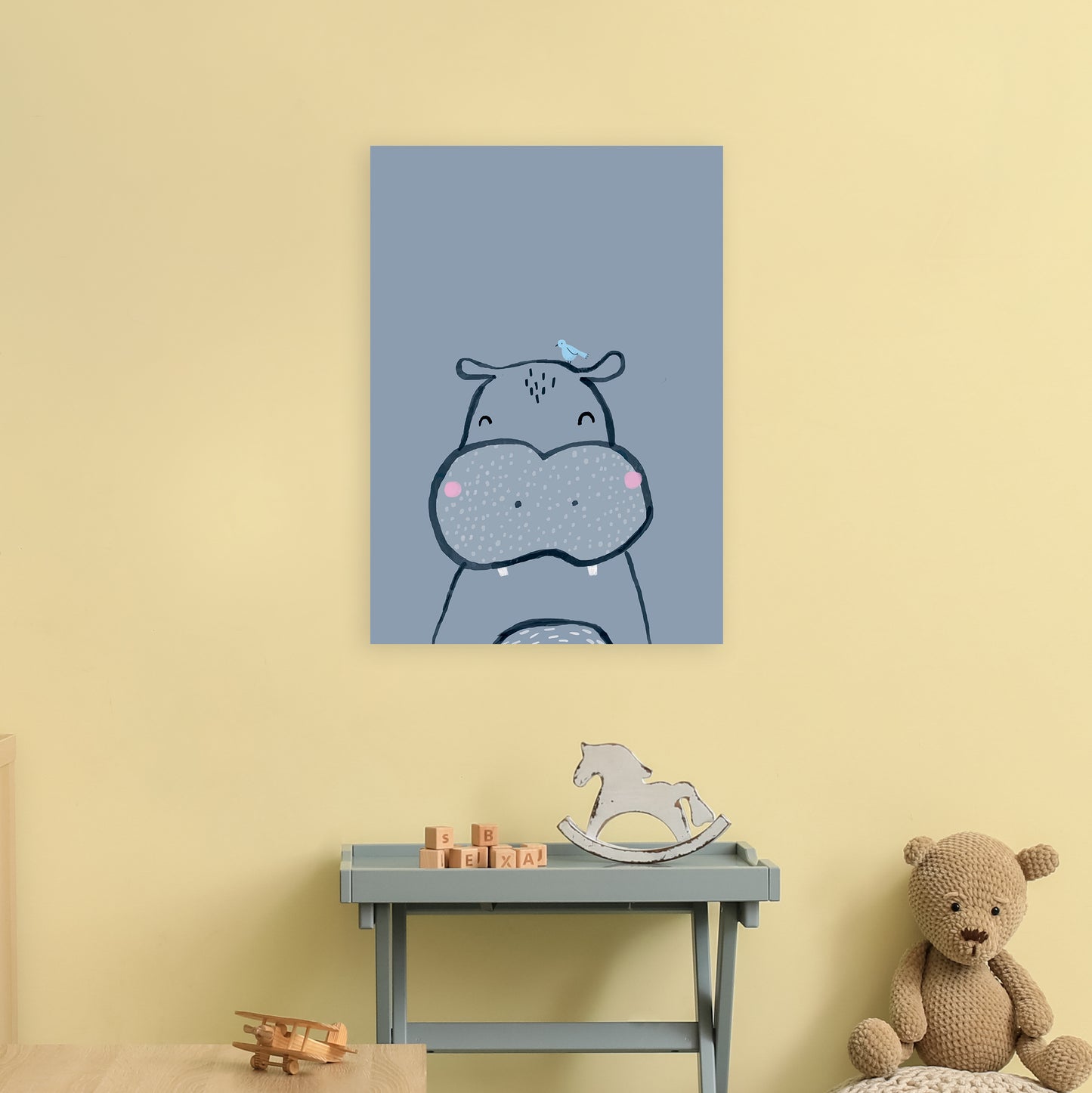 Inky Hippo Animal Art Print by Laura Irwin A2 Black Frame