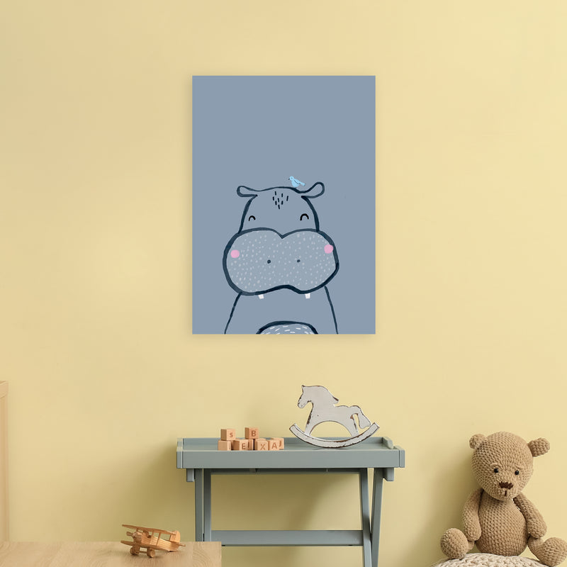 Inky Hippo Animal Art Print by Laura Irwin A2 Black Frame