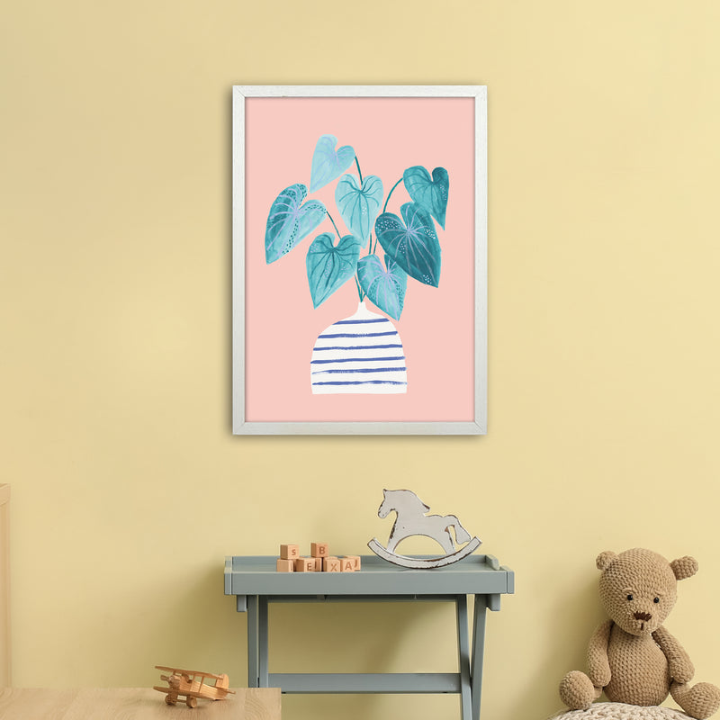 Minimal Houseplant Art Print by Laura Irwin A2 Oak Frame