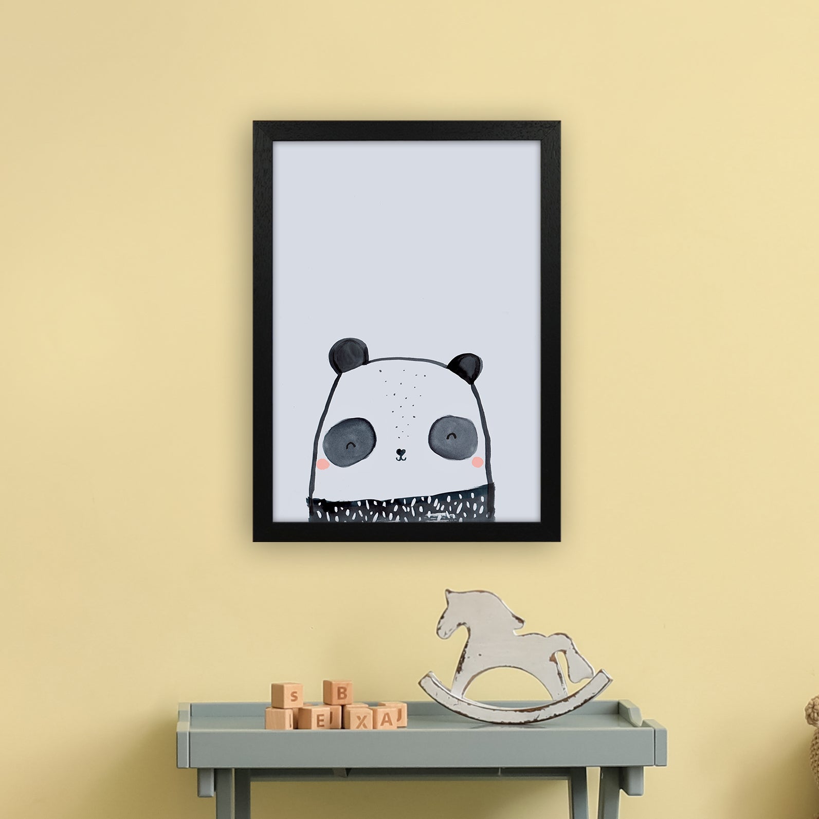 Panda Art Print by Laura Irwin A3 White Frame