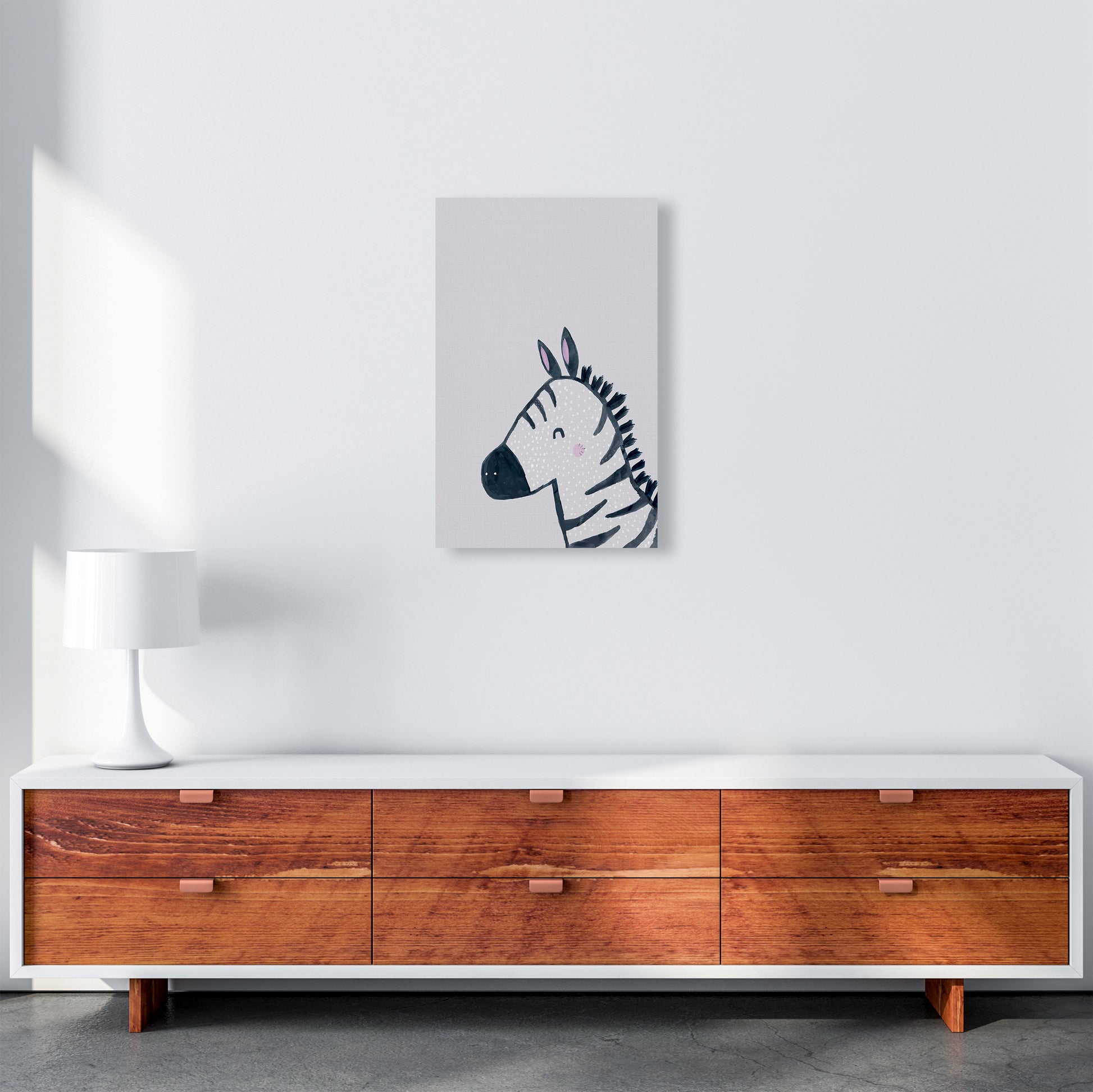 Inky Zebra Animal Art Print by Laura Irwin A3 Canvas
