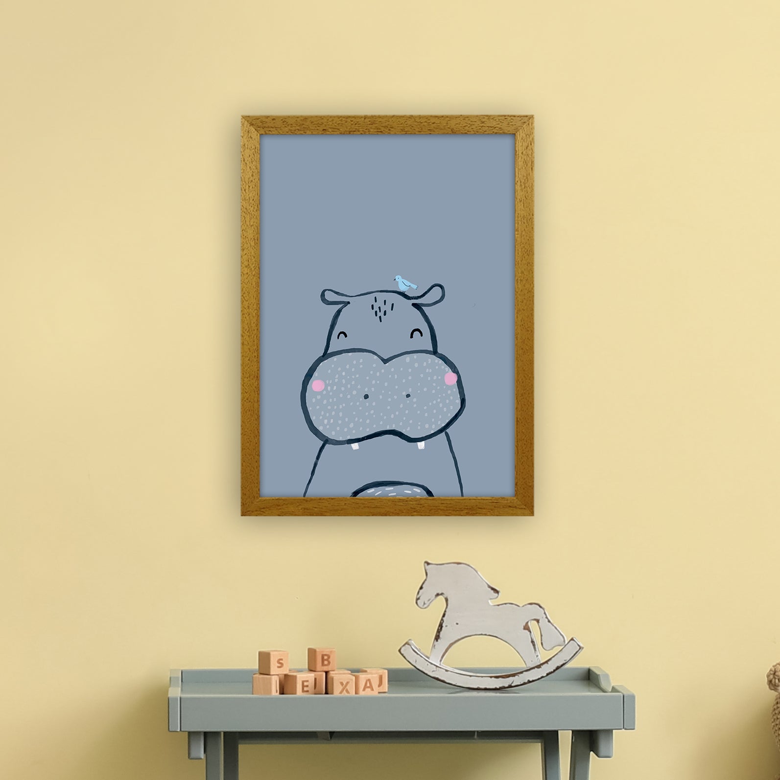 Inky Hippo Animal Art Print by Laura Irwin A3 Print Only