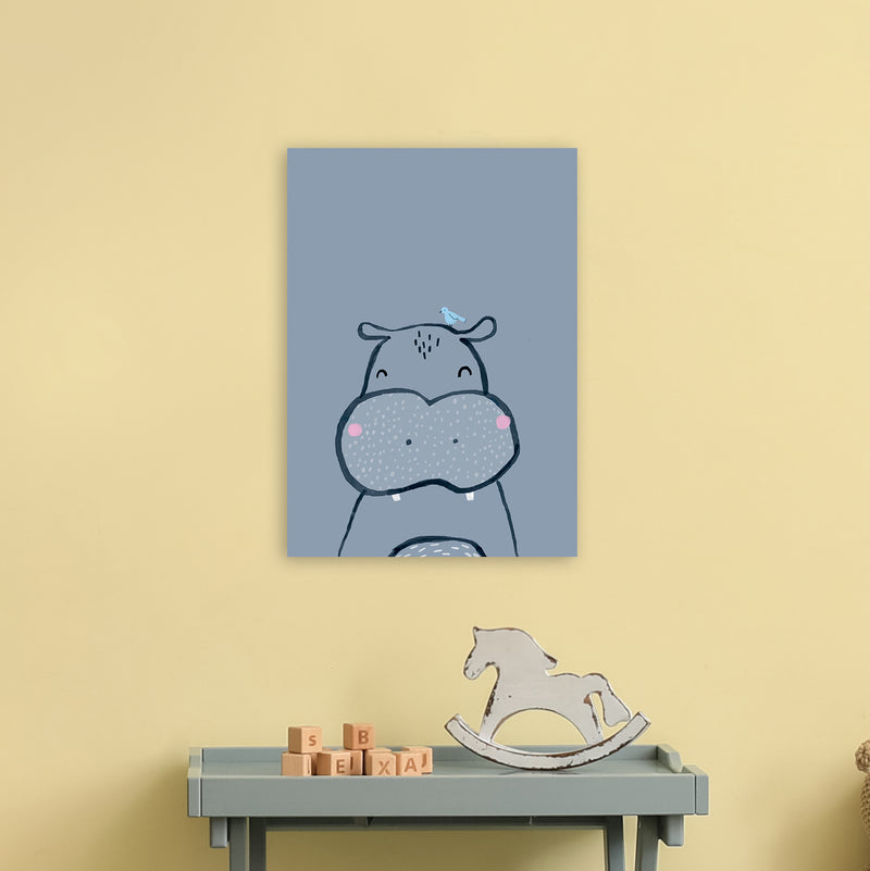 Inky Hippo Animal Art Print by Laura Irwin A3 Black Frame