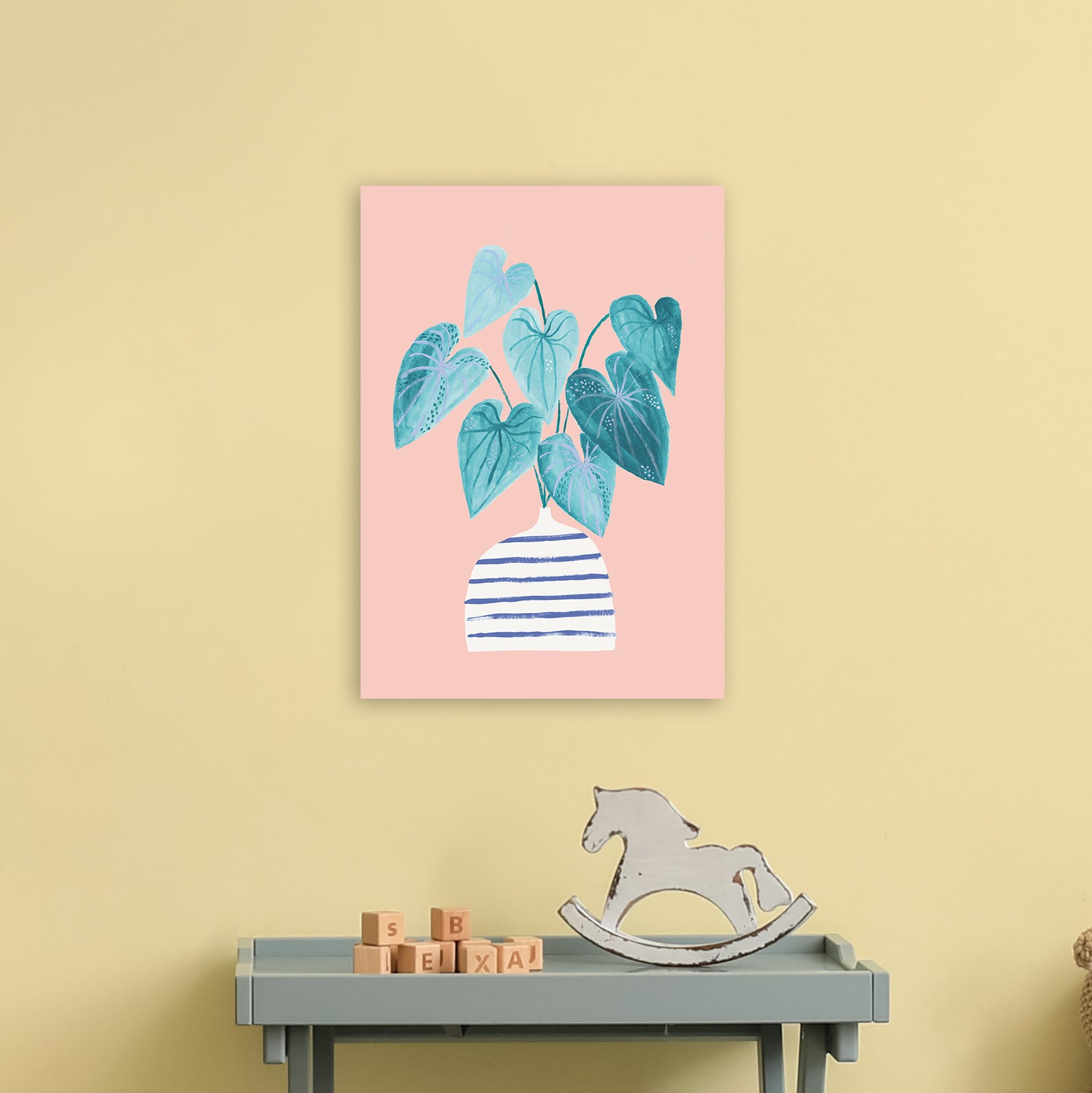 Minimal Houseplant Art Print by Laura Irwin A3 Black Frame