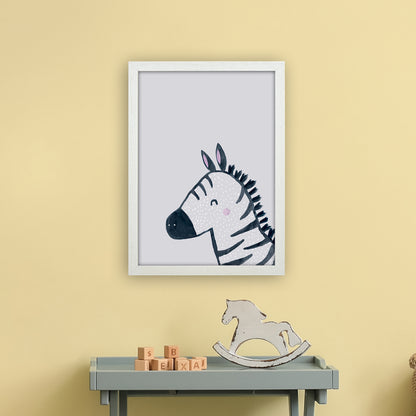 Inky Zebra Animal Art Print by Laura Irwin A3 Oak Frame