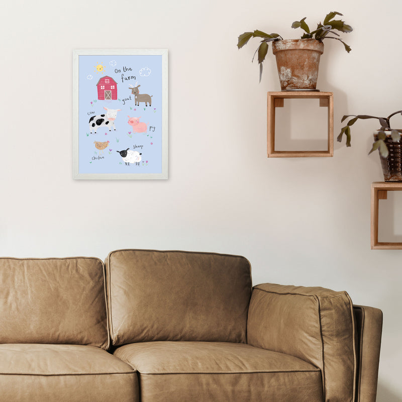 On The Farm  Art Print by Laura Irwin A3 Oak Frame