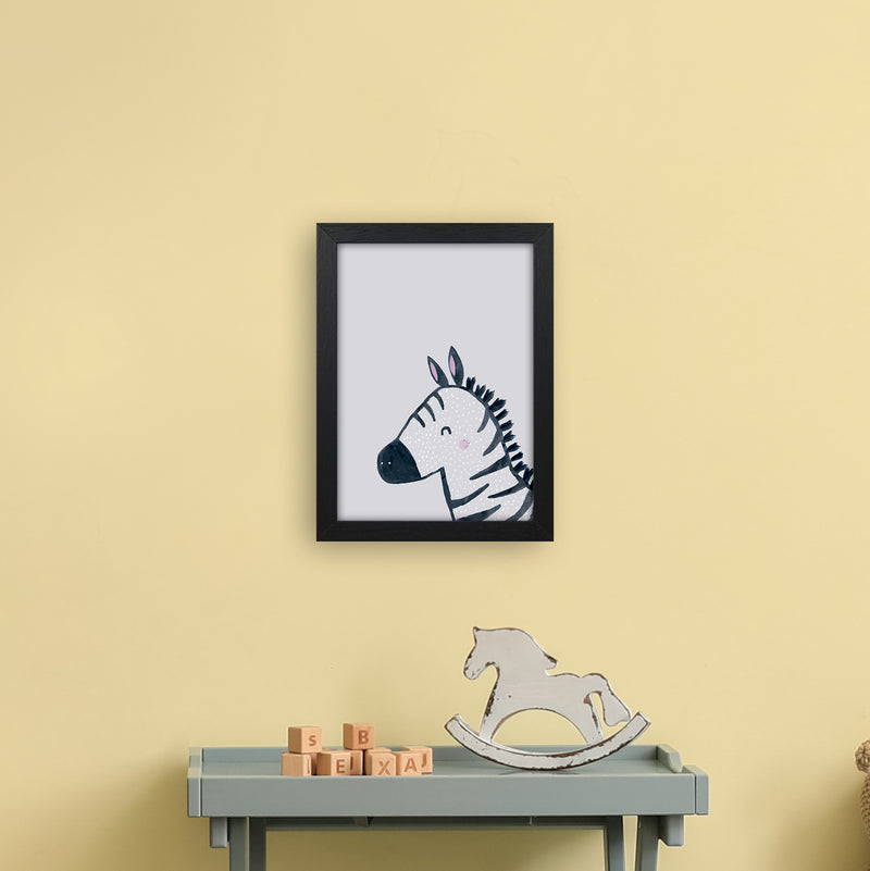 Inky Zebra Animal Art Print by Laura Irwin A4 White Frame