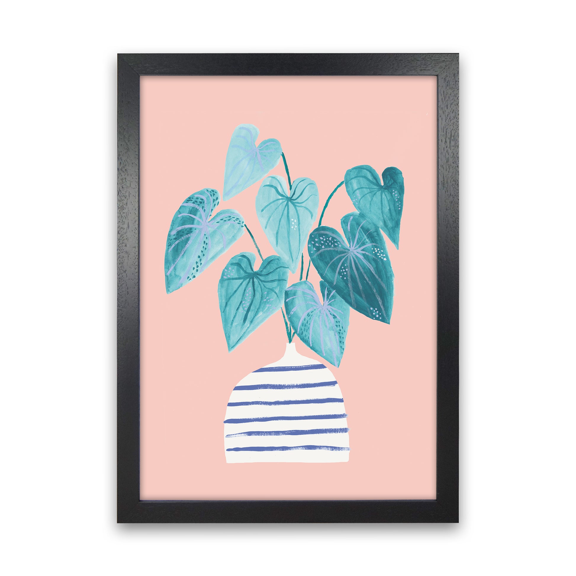 Minimal Houseplant Art Print by Laura Irwin Black Grain