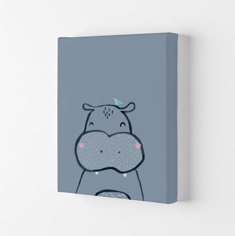 Inky Hippo Animal Art Print by Laura Irwin Canvas
