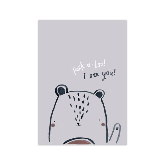 Laura Irwin Peek a Boo Bear A2 Black with White Mount