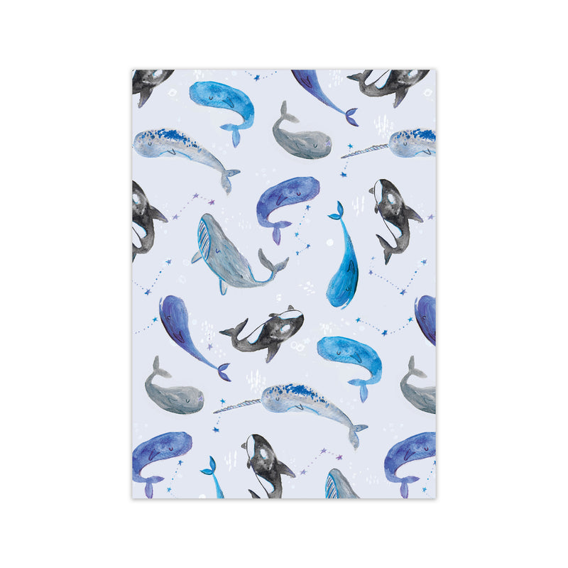 Laura Irwin Whales Repeat Patterm A2 Black with White Mount