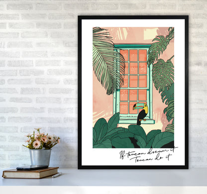 Toucan Do It Art Print by Lucy Michelle A1 White Frame
