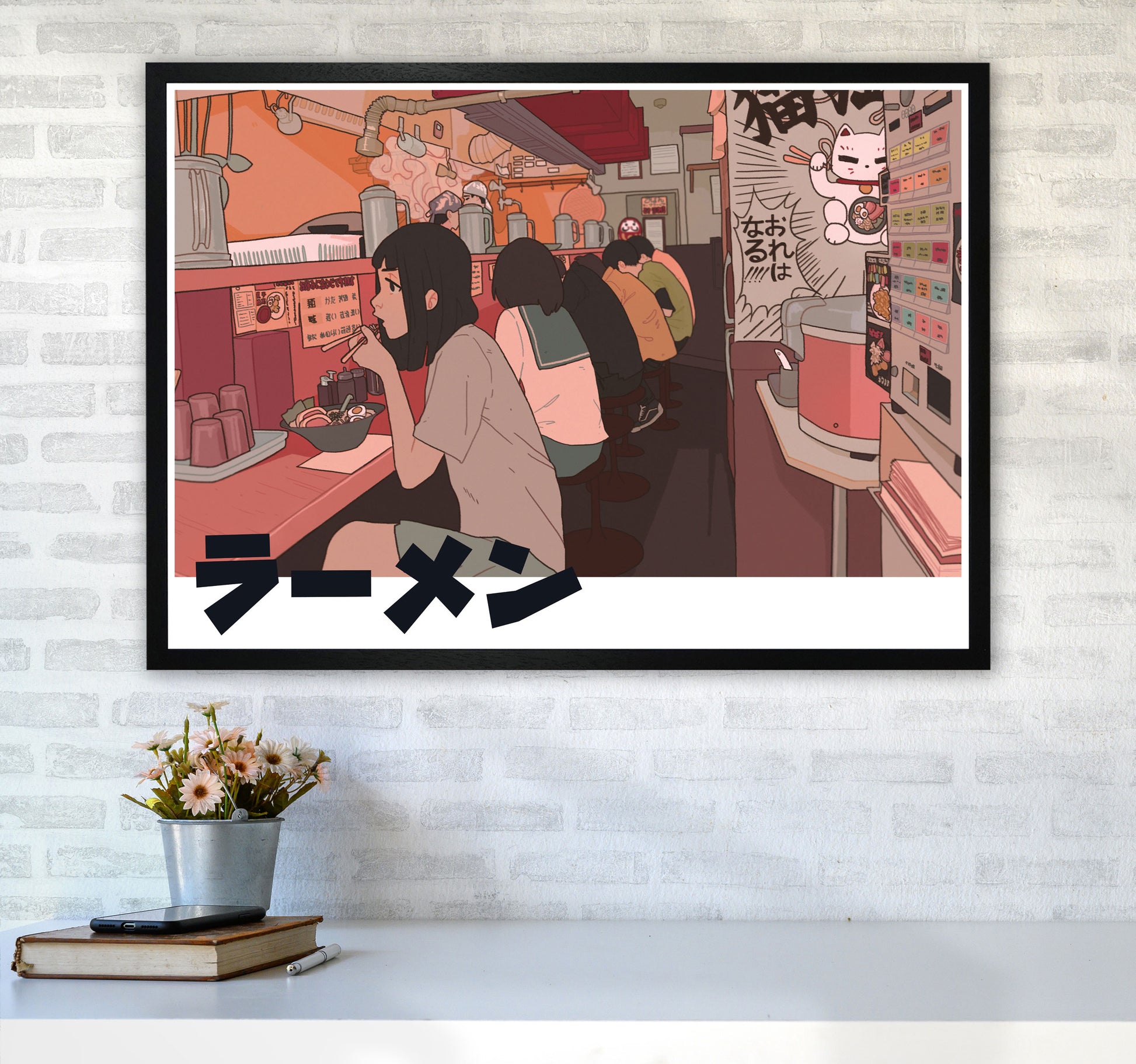 Ramen Art Print by Lucy Michelle A1 White Frame