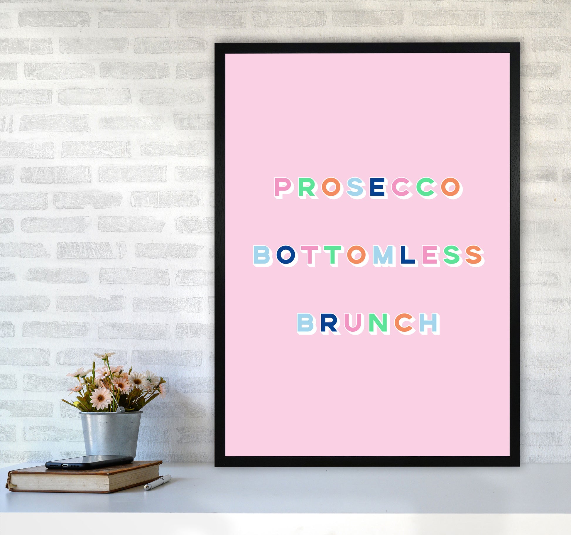 Prosecco Bottomless Brunch Art Print by Lucy Michelle A1 White Frame
