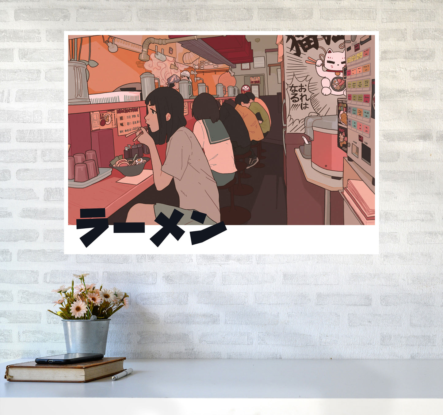 Ramen Art Print by Lucy Michelle A1 Black Frame