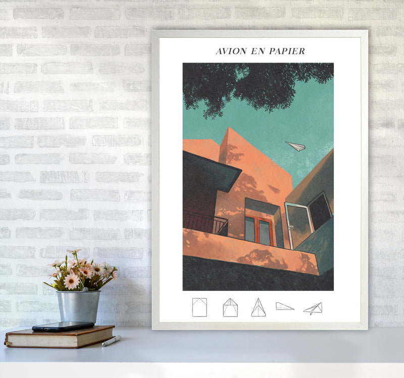 Avion En Papier Art Print by Lucy Michelle A1 Oak Frame