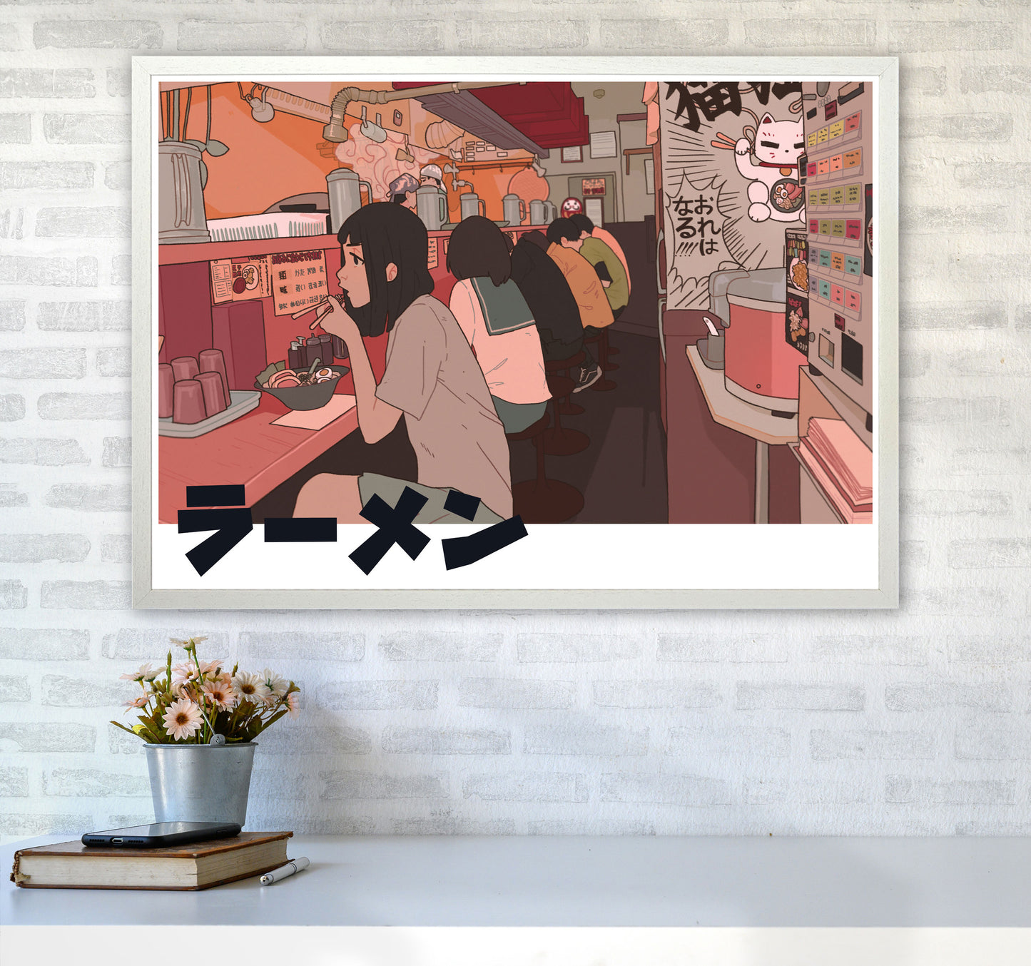 Ramen Art Print by Lucy Michelle A1 Oak Frame