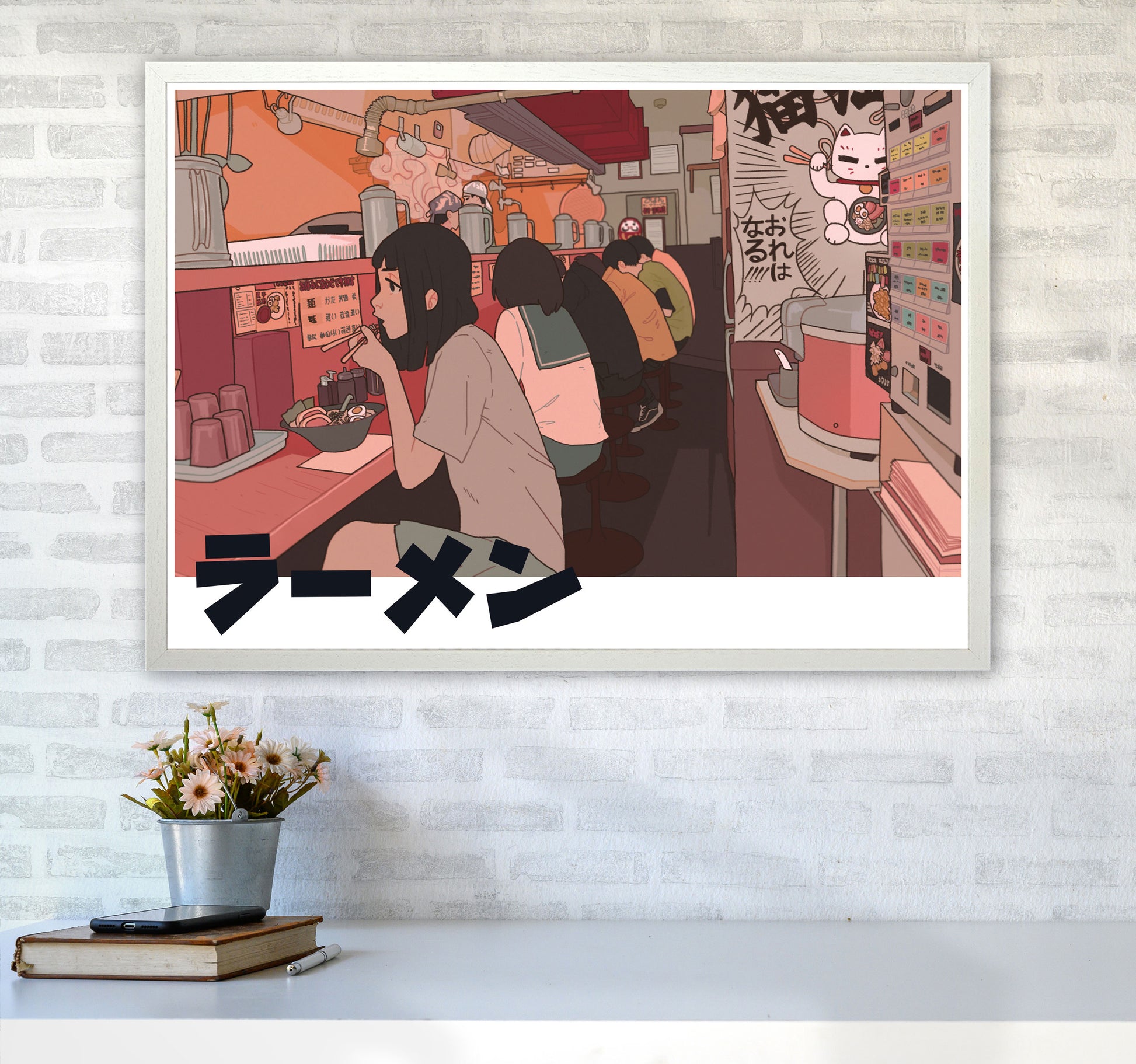 Ramen Art Print by Lucy Michelle A1 Oak Frame