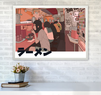 Ramen Art Print by Lucy Michelle A1 Oak Frame