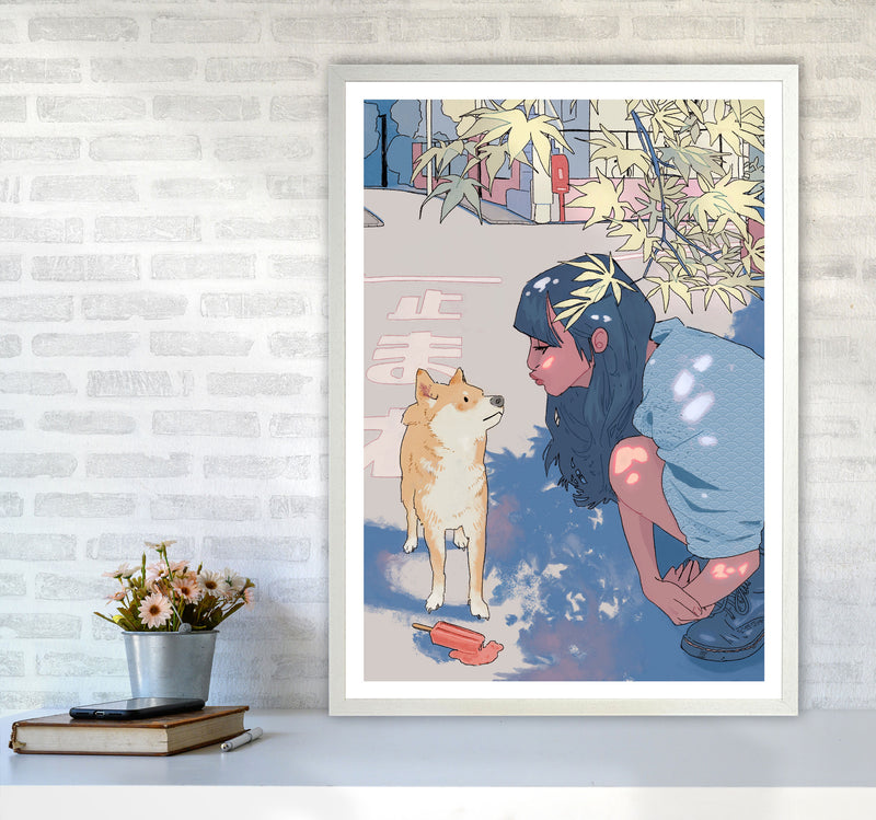 Shiba Art Print by Lucy Michelle A1 Oak Frame