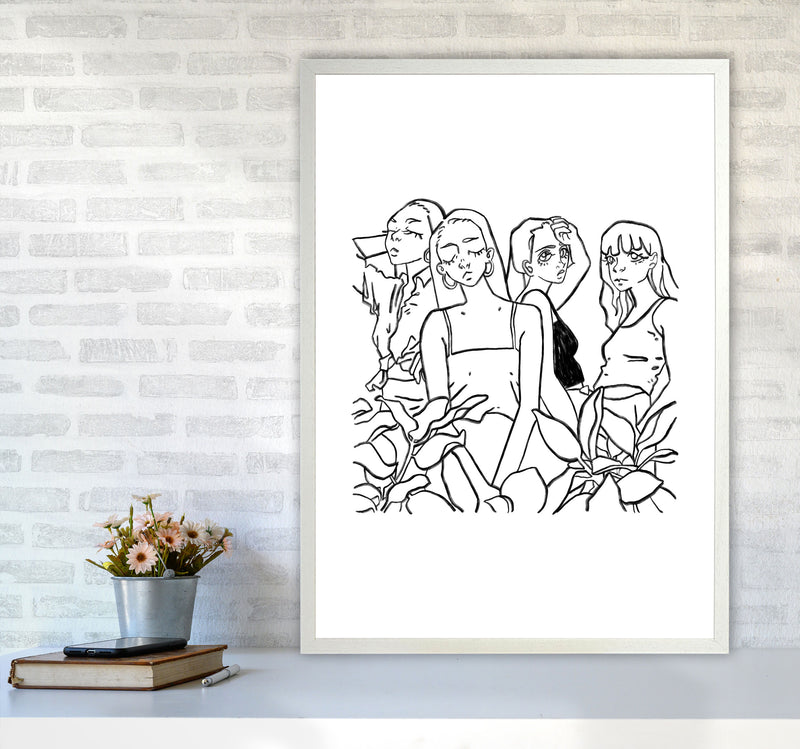 Girls Art Print by Lucy Michelle A1 Oak Frame