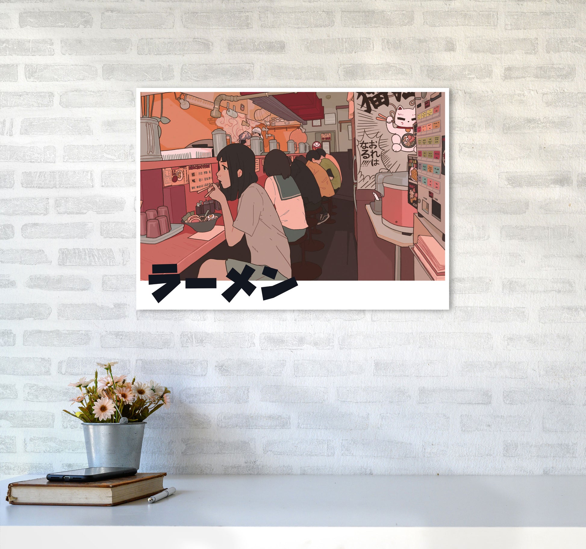 Ramen Art Print by Lucy Michelle A2 Black Frame
