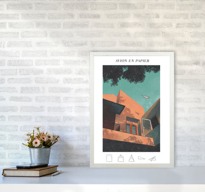 Avion En Papier Art Print by Lucy Michelle A2 Oak Frame