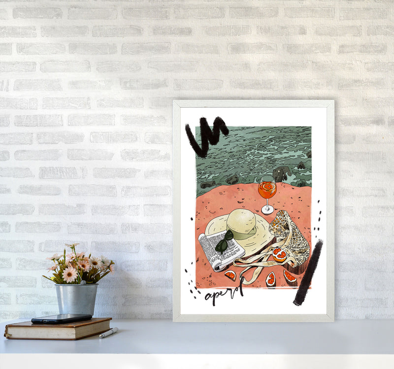 Aperol Art Print by Lucy Michelle A2 Oak Frame