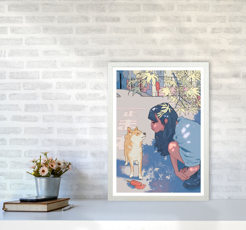 Shiba Art Print by Lucy Michelle A2 Oak Frame