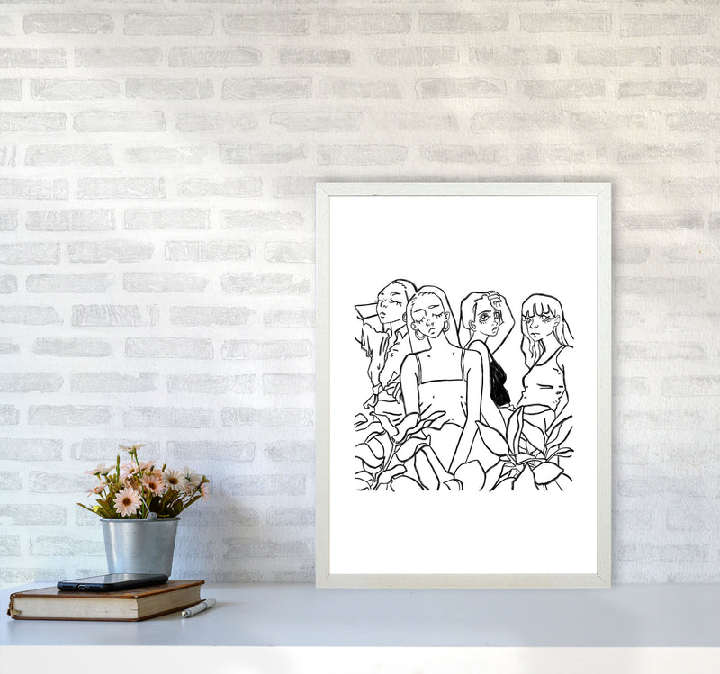Girls Art Print by Lucy Michelle A2 Oak Frame