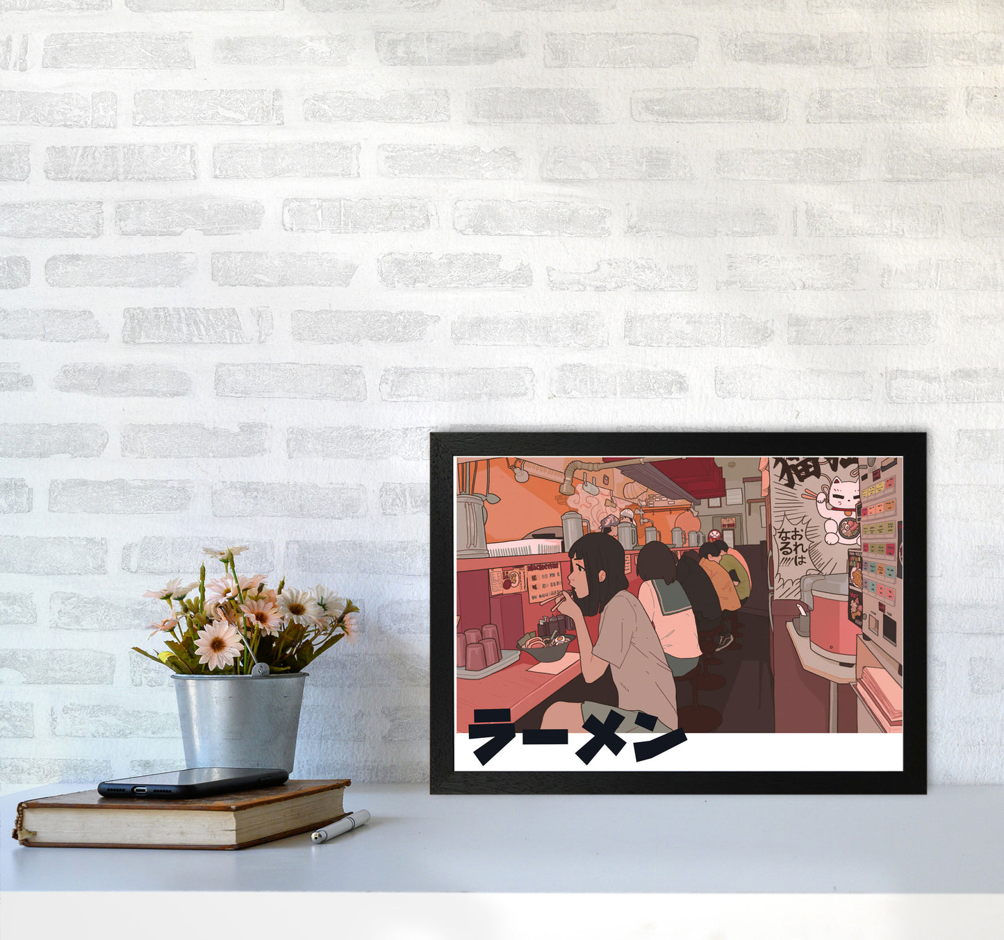 Ramen Art Print by Lucy Michelle A3 White Frame