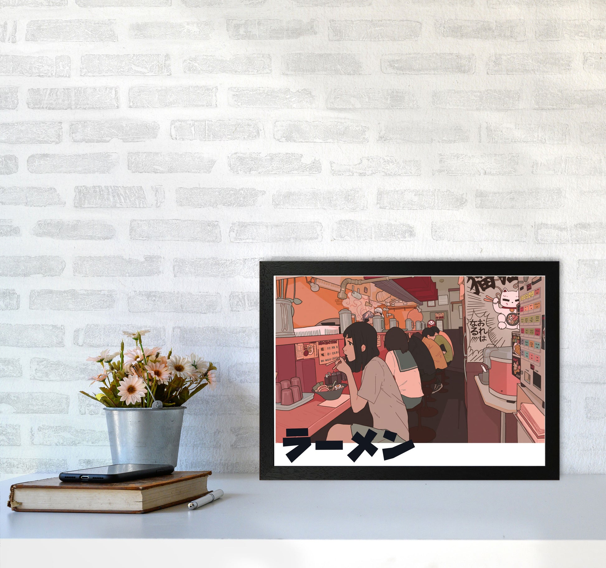 Ramen Art Print by Lucy Michelle A3 White Frame