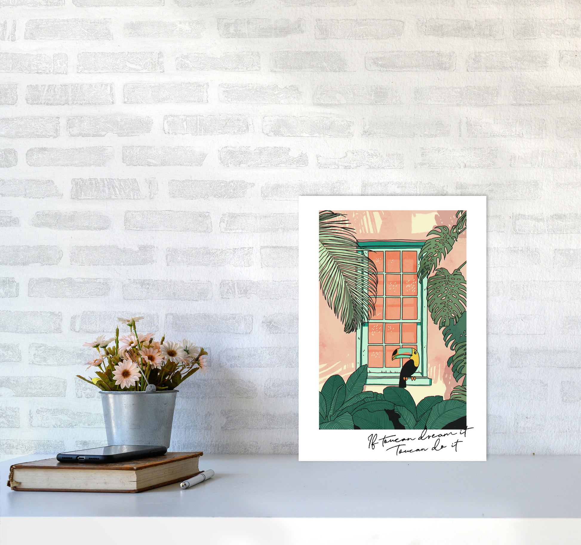 Toucan Do It Art Print by Lucy Michelle A3 Black Frame