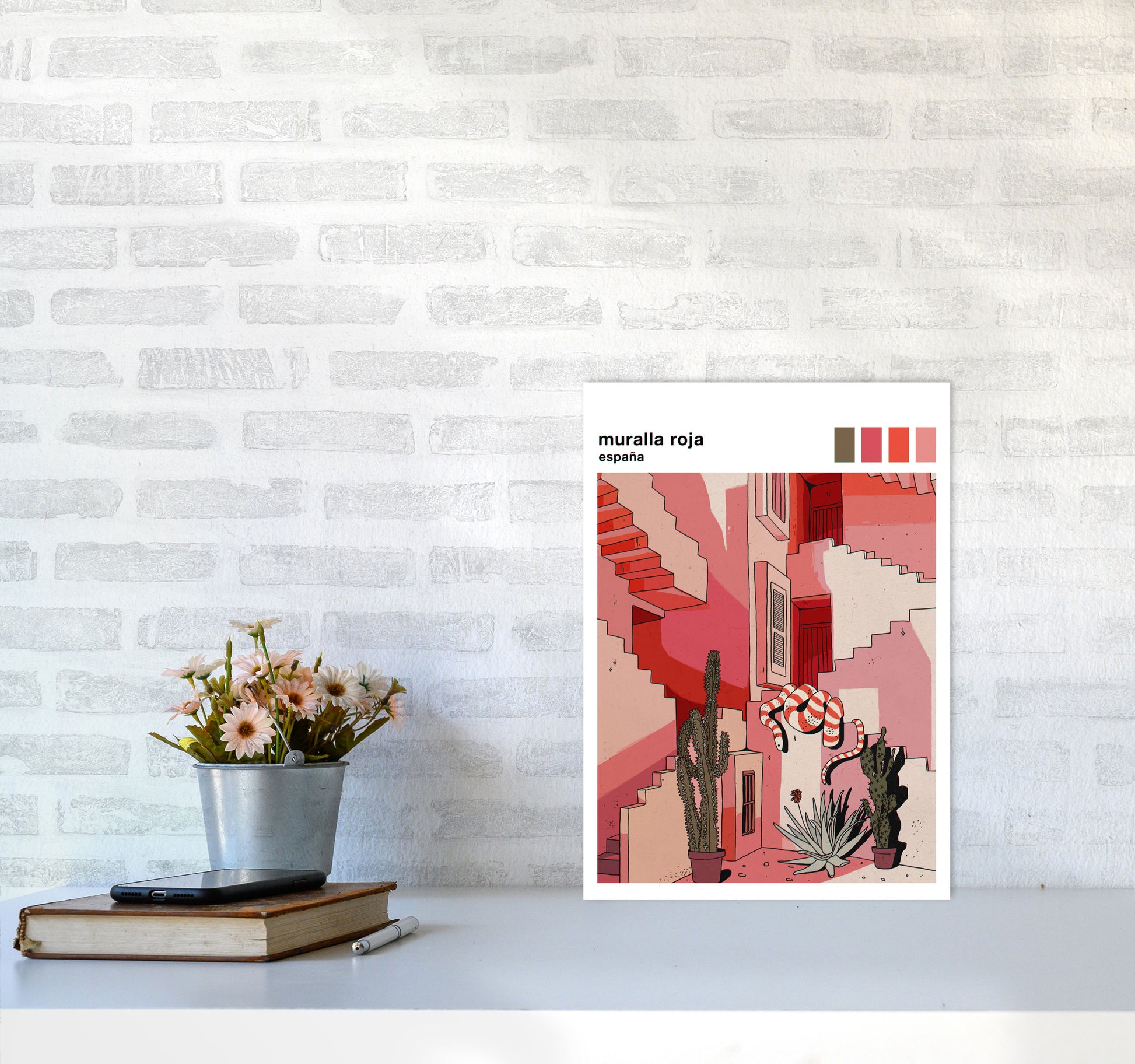 Muralla Roja Art Print by Lucy Michelle A3 Black Frame