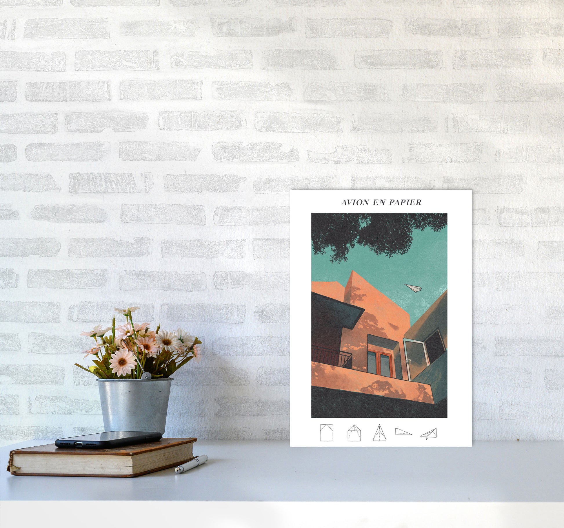 Avion En Papier Art Print by Lucy Michelle A3 Black Frame