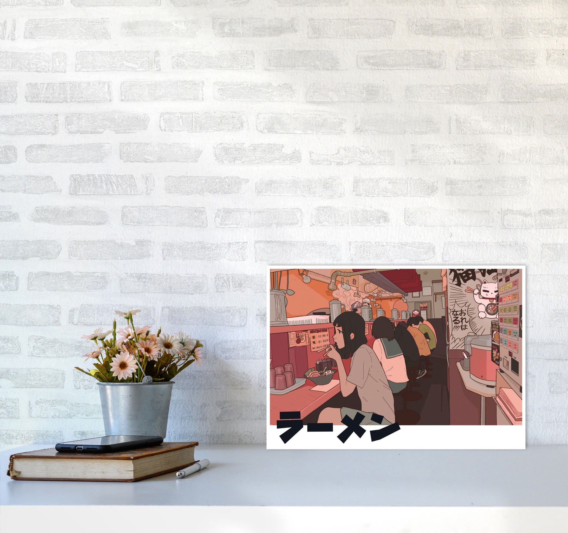 Ramen Art Print by Lucy Michelle A3 Black Frame
