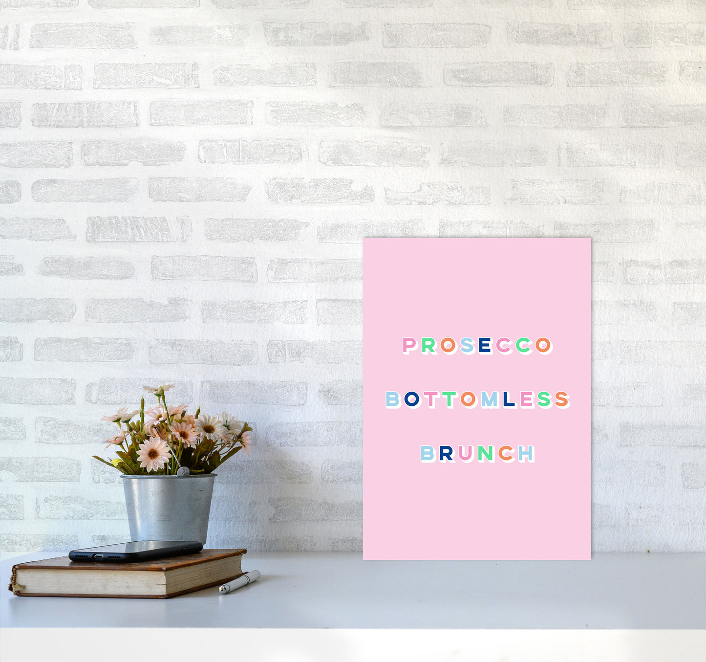 Prosecco Bottomless Brunch Art Print by Lucy Michelle A3 Black Frame