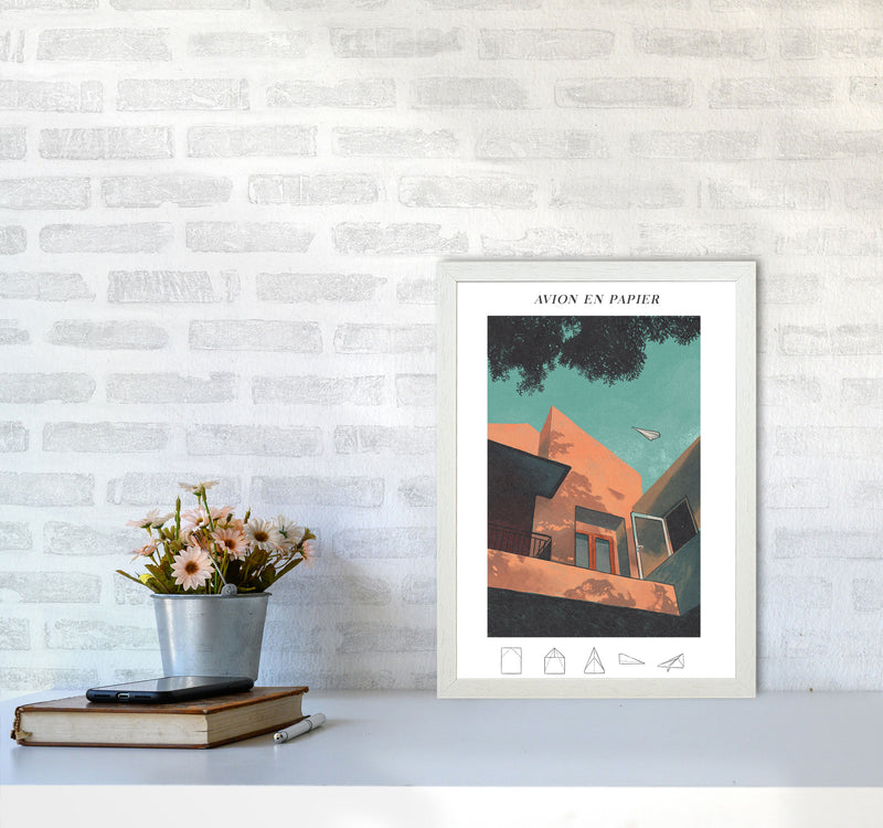 Avion En Papier Art Print by Lucy Michelle A3 Oak Frame