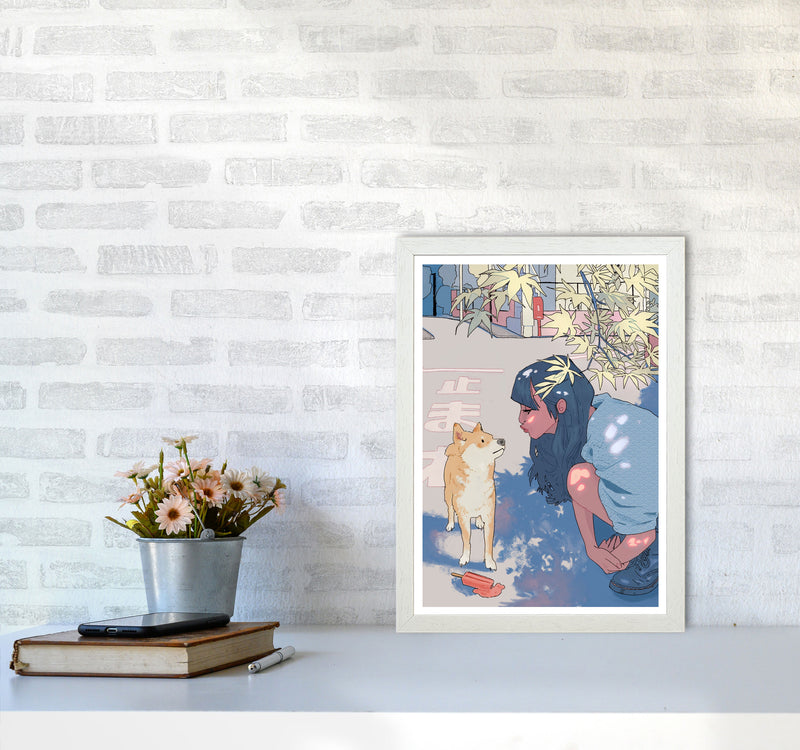 Shiba Art Print by Lucy Michelle A3 Oak Frame